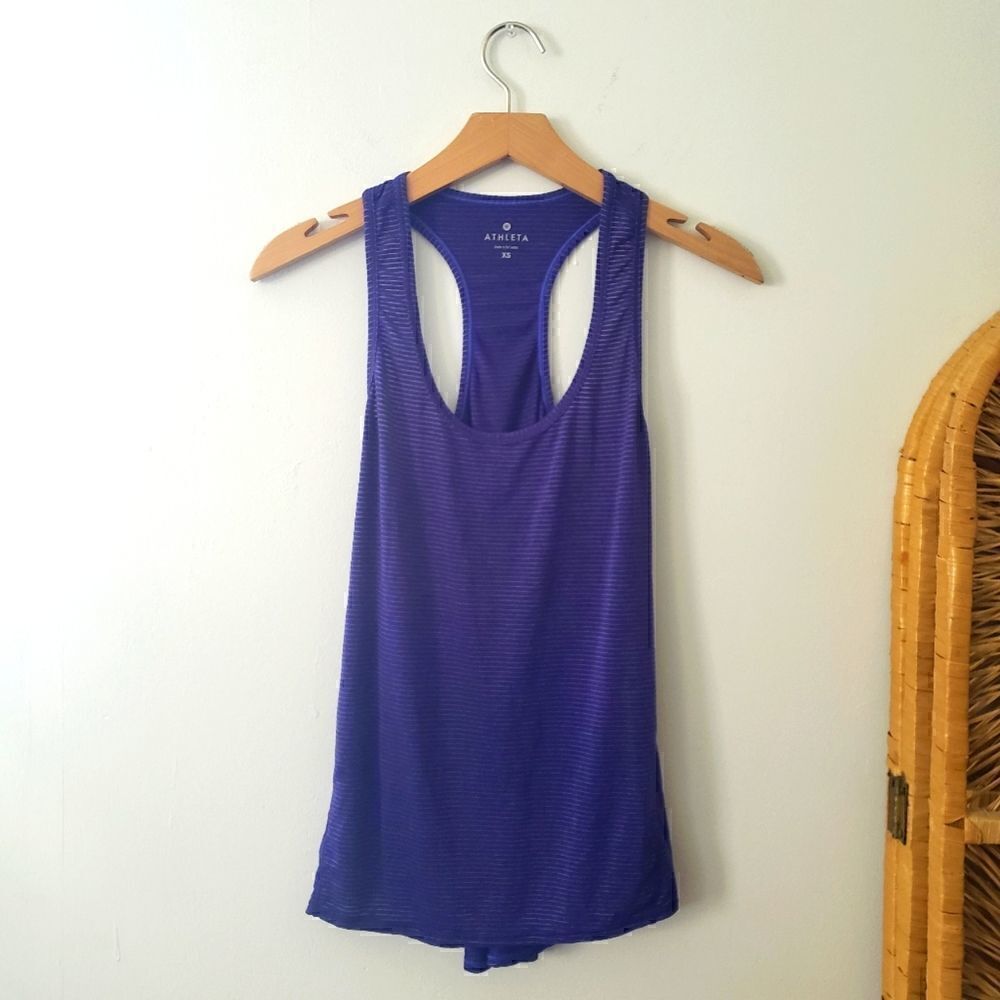 Athleta Striped Chi Tank Top Amalfi Blue XS